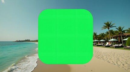 Commercial Display Mockup: Green Screen Display in Beach Tourist Environment