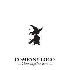 Mystical Black Witch Logo Symbol on White Background for Modern Magical Branding Design Effects