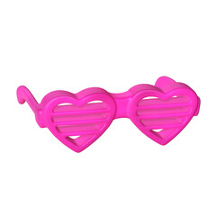 A 3D stylized pair of hot pink heart-shaped party glasses with slotted lenses.