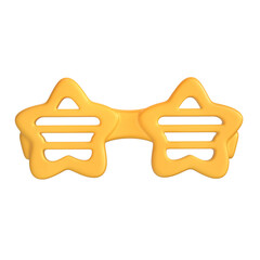A 3D stylized pair of yellow star-shaped shutter glasses.
