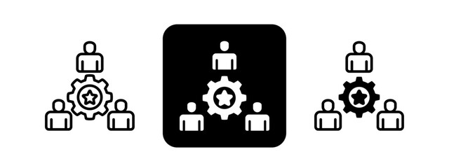 Talent Management  Solid color and black line drawing vector illustration set