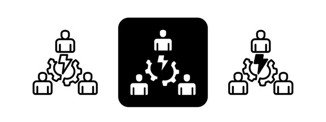 Conflict Management  Solid color and black line drawing vector illustration set