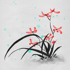난 수묵담채화 : Orchid Ink Wash Painting