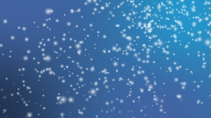 Abstract Glowing White Dots Floating on Blue Background