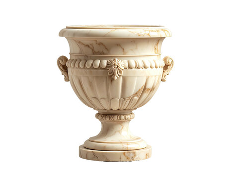Marbled urn with handles and base on black