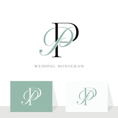 Elegant PP monogram wedding logo for couples
