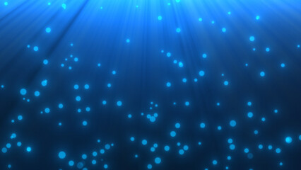 Underwater Scene with Bright Sun Rays and Blue Particles