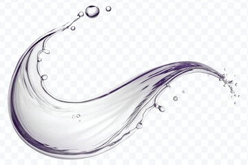 realistic smooth liquid clean water splash in different color and curve style isolated on transparent background