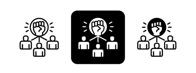 Empowerment  Solid color and black line drawing vector illustration set