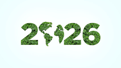 Green happy new year 2026, World environmental conservation concept in upcoming year 2026 concept