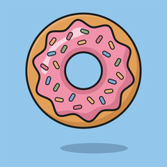 Cute Pink Frosted Donut with Sprinkles – Fun Sweet Dessert Vector