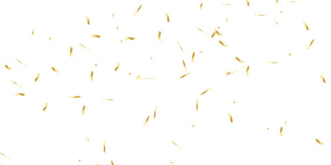 golden confetti pieces falling on a bright white background. scattered array of small light yellow objects  creating a subtle pattern. It evokes a sense of delicate randomness.