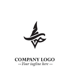 Fototapeta premium Mystical Black Witch Logo Symbol on White Background for Modern Magical Branding Design Effects