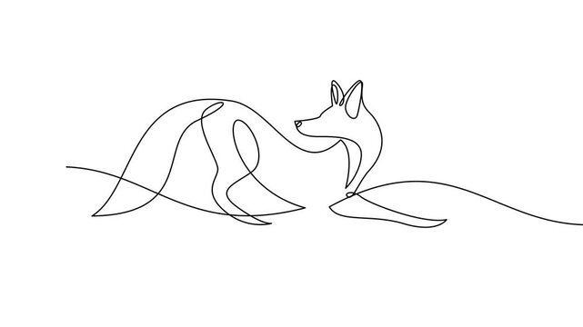 One Line Drawing of a Fox and Badger