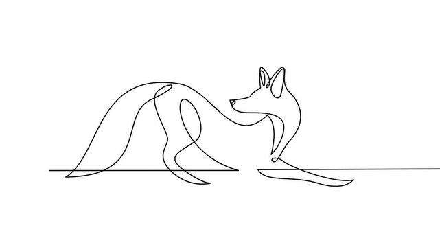 Continuous line art: Fox lying down