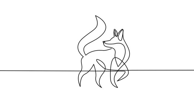 Fox Continuous Line Art Drawing Animation