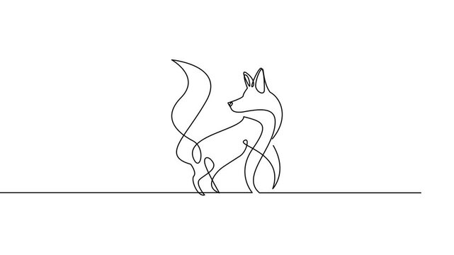 Continuous Line Drawing Illustration of Fox