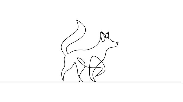 Fox One Line Art: Continuous Single Line Drawing