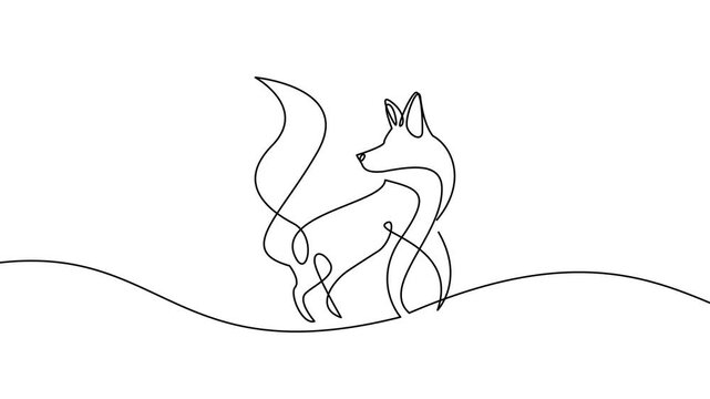Minimalist Fox Continuous Line Drawing