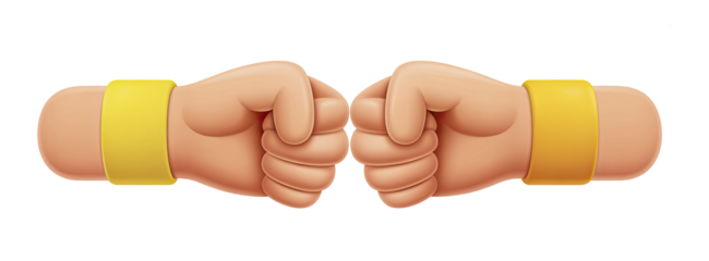 Two cartoon fists facing each other with yellow wristbands against a black background