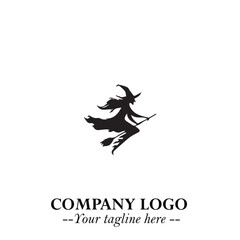 Mystical Black Witch Logo Symbol on White Background for Modern Magical Branding Design Effects