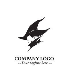 Mystical Black Witch Logo Symbol on White Background for Modern Magical Branding Design Effects
