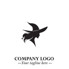 Mystical Black Witch Logo Symbol on White Background for Modern Magical Branding Design Effects