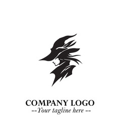 Mystical Black Witch Logo Symbol on White Background for Modern Magical Branding Design Effects