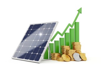 Solar energy investment, financial growth and profit concept