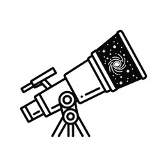 Telescope with Spiral Galaxy and Stars Icon