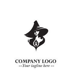 Mystical Black Witch Logo Symbol on White Background for Modern Magical Branding Design Effects