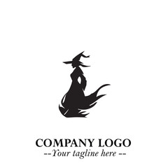 Mystical Black Witch Logo Symbol on White Background for Modern Magical Branding Design Effects