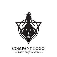 Mystical Black Witch Logo Symbol on White Background for Modern Magical Branding Design Effects