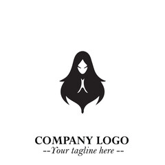 Mystical Black Witch Logo Symbol on White Background for Modern Magical Branding Design Effects