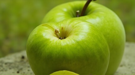 green apple with blurred green background