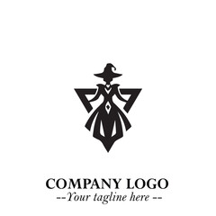 Mystical Black Witch Logo Symbol on White Background for Modern Magical Branding Design Effects