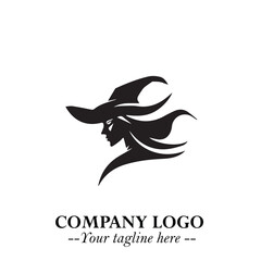 Mystical Black Witch Logo Symbol on White Background for Modern Magical Branding Design Effects