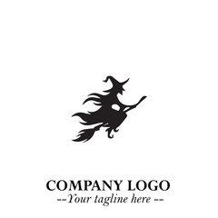 Mystical Black Witch Logo Symbol on White Background for Modern Magical Branding Design Effects