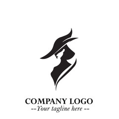 Mystical Black Witch Logo Symbol on White Background for Modern Magical Branding Design Effects