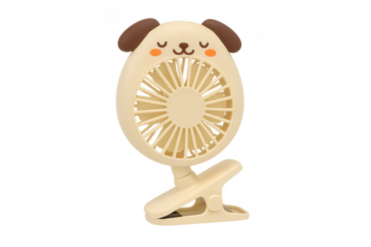 Cute dog shaped portable clip-on fan providing cooling air