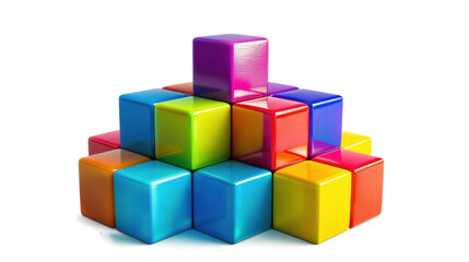 Naklejka premium Colorful 3D geometric cubes stacked on white background