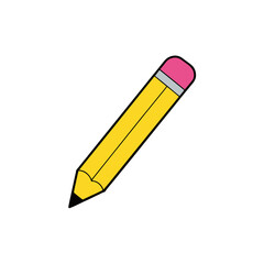 A yellow colored pencil on transparent background