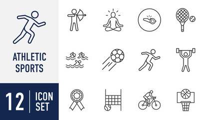 Athletic Sports line icons set. related icon activities, fitness, and health symbols for various modern design projects Vector