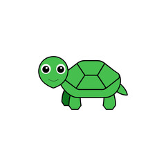 Cartoon green turtle art on transparent background