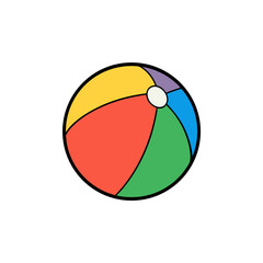 A colorful beach ball art on transparent background