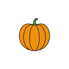A single orange pumpkin on transparent background