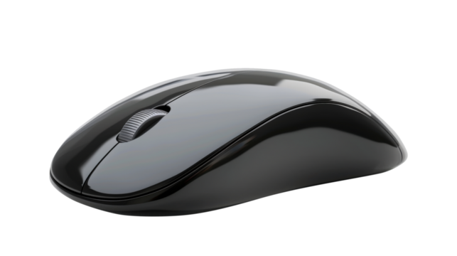 Modern black and silver wireless computer mouse isolated on white