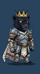 Fototapeta premium Black Panther King in Royal Armor and Crown.