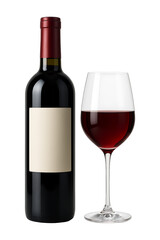 Obraz premium Red Wine Bottle and Glass Elegant Drink
