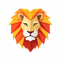 Geometric Lion Head with Orange and Yellow Mane.